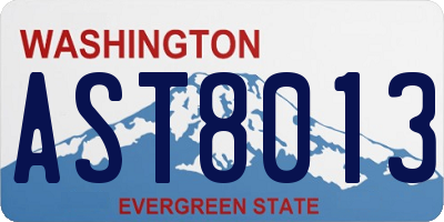 WA license plate AST8013