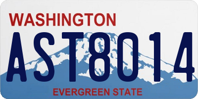 WA license plate AST8014