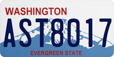 WA license plate AST8017