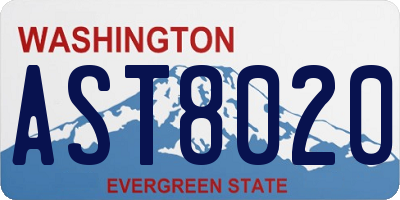 WA license plate AST8020