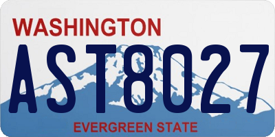 WA license plate AST8027