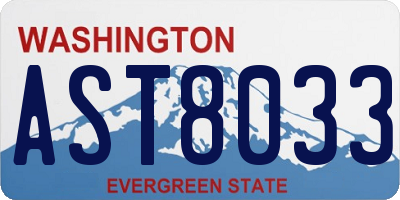 WA license plate AST8033