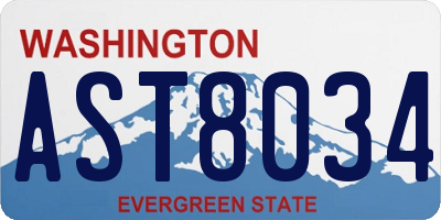 WA license plate AST8034