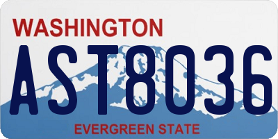 WA license plate AST8036