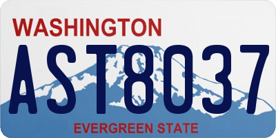 WA license plate AST8037