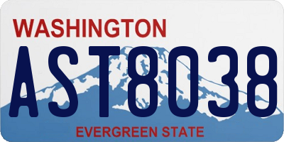 WA license plate AST8038