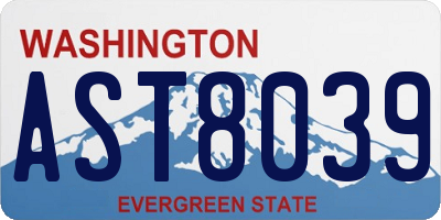 WA license plate AST8039