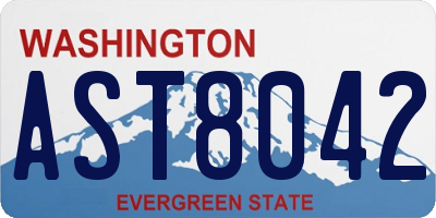 WA license plate AST8042