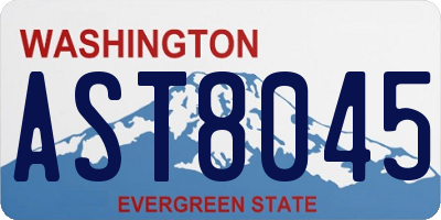 WA license plate AST8045