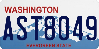 WA license plate AST8049