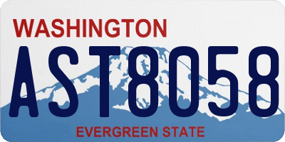 WA license plate AST8058