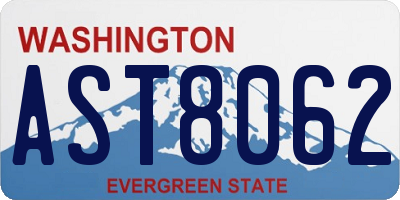 WA license plate AST8062