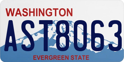 WA license plate AST8063