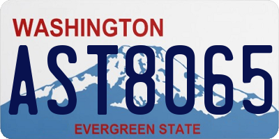WA license plate AST8065