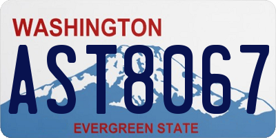 WA license plate AST8067