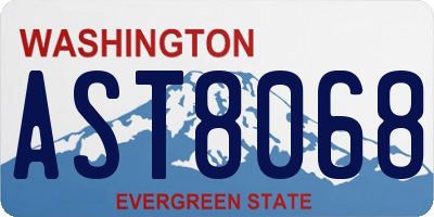 WA license plate AST8068