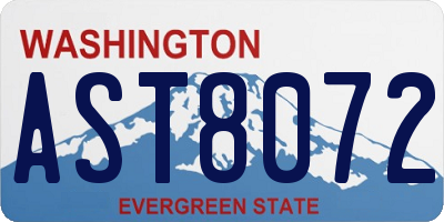 WA license plate AST8072