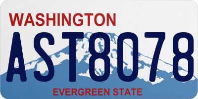 WA license plate AST8078