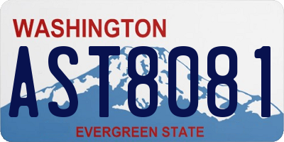 WA license plate AST8081