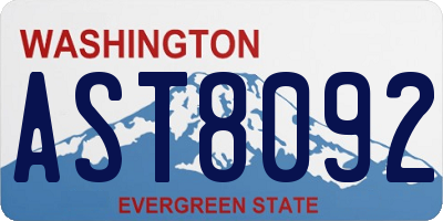 WA license plate AST8092