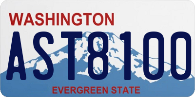 WA license plate AST8100