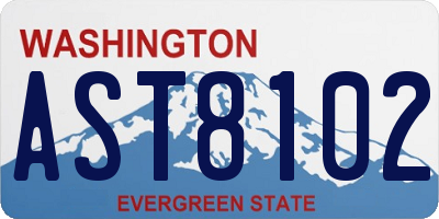 WA license plate AST8102