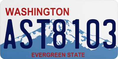 WA license plate AST8103