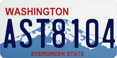 WA license plate AST8104