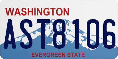 WA license plate AST8106