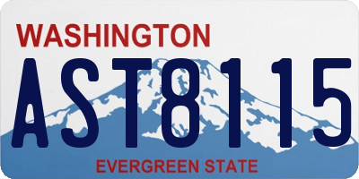 WA license plate AST8115
