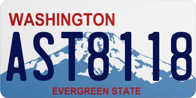 WA license plate AST8118