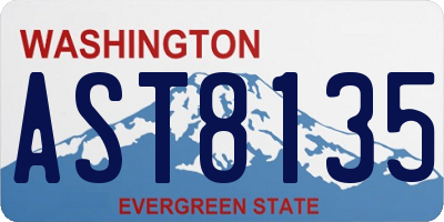 WA license plate AST8135
