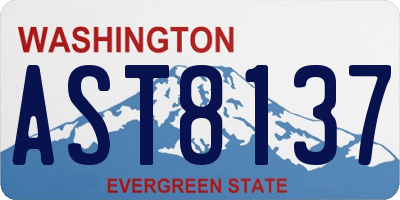 WA license plate AST8137