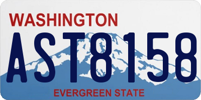 WA license plate AST8158