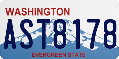 WA license plate AST8178