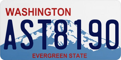 WA license plate AST8190