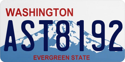 WA license plate AST8192