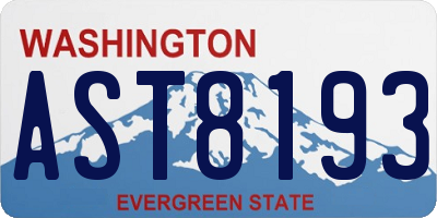 WA license plate AST8193