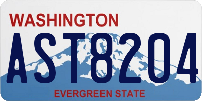 WA license plate AST8204