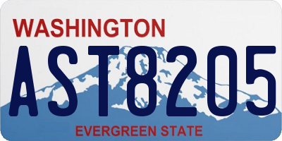 WA license plate AST8205