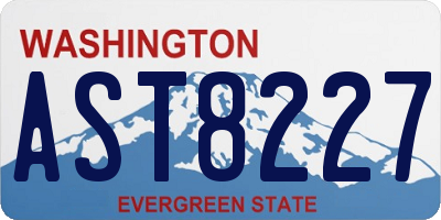 WA license plate AST8227