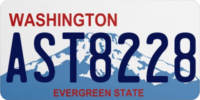 WA license plate AST8228
