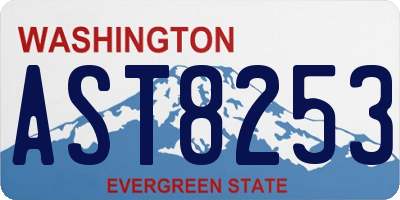WA license plate AST8253