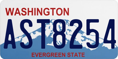 WA license plate AST8254