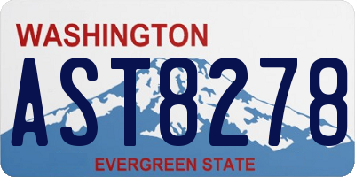 WA license plate AST8278