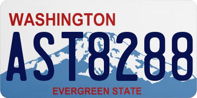 WA license plate AST8288