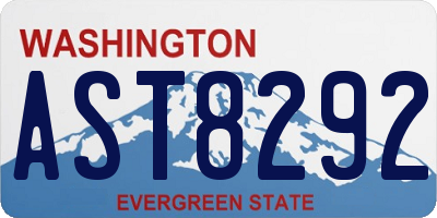 WA license plate AST8292