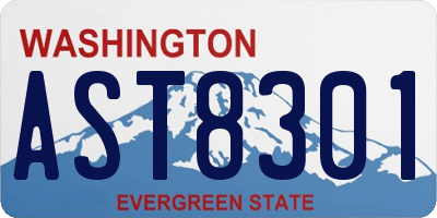 WA license plate AST8301