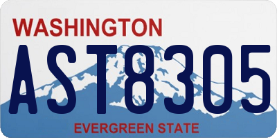 WA license plate AST8305