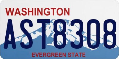 WA license plate AST8308